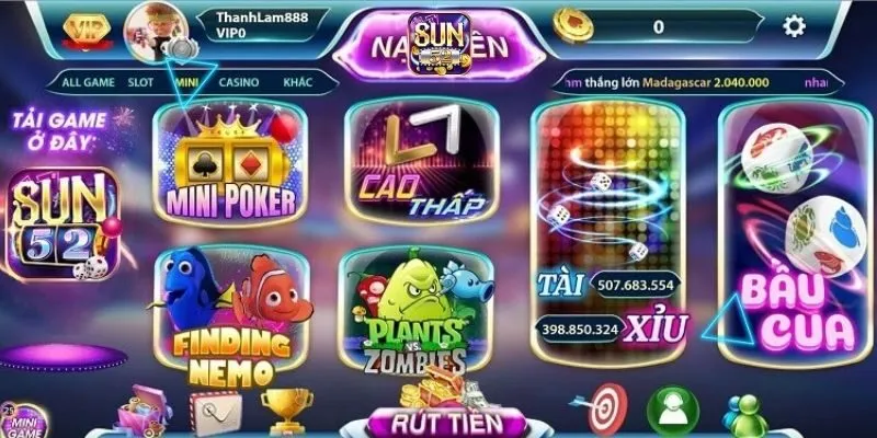 Sun52 28 Đa dạng về các trò chơi trải nghiệm